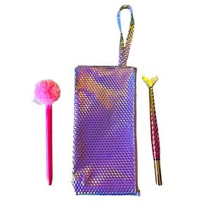 Mermaid scale wrist bag with 2 pens